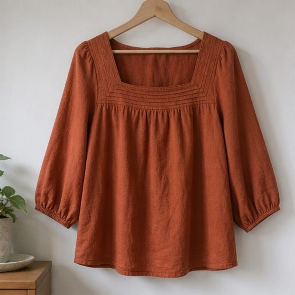 Rust Button Blouse